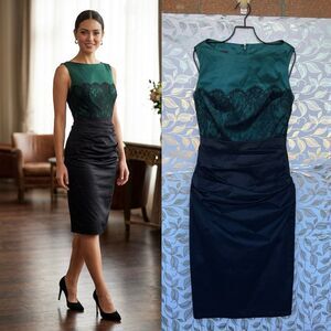 Talbot Runhof Silk Blend Lace Wiggle Dress 8 38 Munich Germany Cocktail